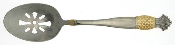 Gold Accent Pineapple (Stainless) Pierced Tablespoon (Serving Spoon)