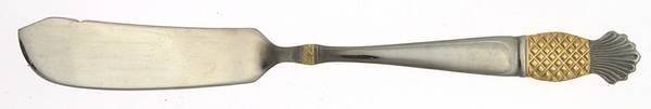 Gold Accent Pineapple (Stainless) Flat Handle Master Butter Knife