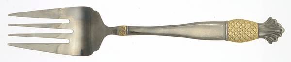 Gold Accent Pineapple (Stainless) Medium Solid Cold Meat Serving Fork