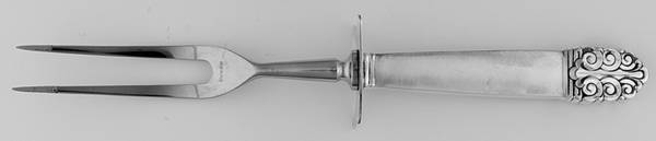 Northern Lights (Sterling, 1946, Burnished) Lg Carving/Roast Fork-Stn Prong w/Sterling Guard