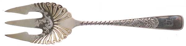 Assyrian (Silverplate, 1887, No Monograms) Medium Solid Cold Meat Serving Fork
