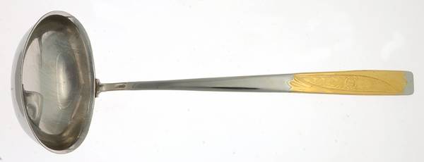 INX1 (Stainless, Gold Accents) Solid Soup Ladle