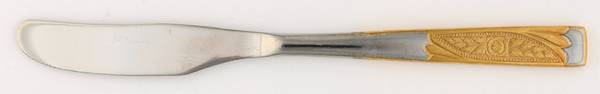 INX1 (Stainless, Gold Accents) Dessert Knife Solid Piece