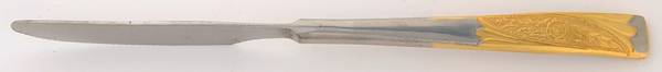 INX1 (Stainless, Gold Accents) Dessert Knife Solid Piece
