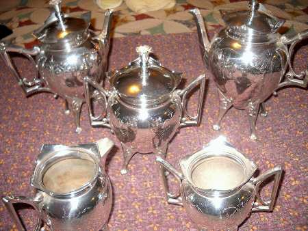 1894 (Silverplate, Hollowware) 5-Piece Plated Tea Set (with Waste)