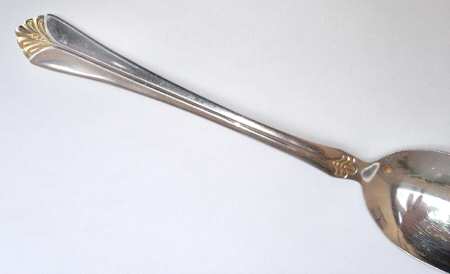 INS538 (Stainless)-Gold Accent Place/Oval Soup Spoon