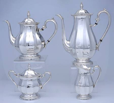 14905 (Sterling, Hollowware) 4 Piece Tea Set (SCP, STP, SCR, SSU)