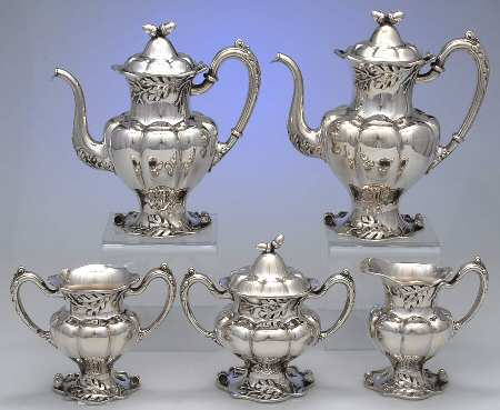 Charter Oak (Silverplate, Hollowware) 5-Piece Plated Tea Set (with Waste)