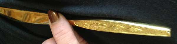 INS236-Gold Electroplate Modern Solid Knife