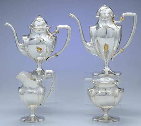 C1571 (Sterling, Hollowware) 4 Piece Tea Set (SCP, STP, SCR, SSUO)