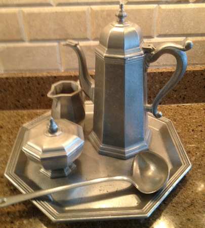 INS545 (Pewter, Hollowware) 3pc Coffee Set (Cp, Cr, Su)