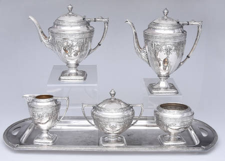 1615 (Silverplate, Hollowware) 6-Piece Plated Tea Set (Waste & Tray)