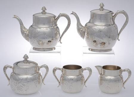1211 (Silverplate, Hollowware) 5-Piece Plated Tea Set (with Waste)