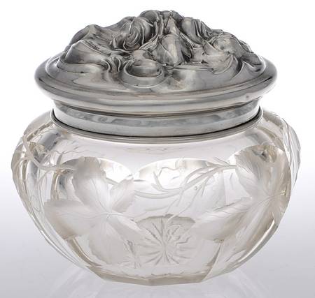 C520 (Sterling, Hollowware) Powder Jar, Crystal Bowl and Sterling Lid