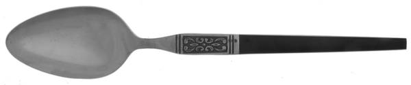 INR44 (Stainless, Black Handle) Place/Oval Soup Spoon by Interpur