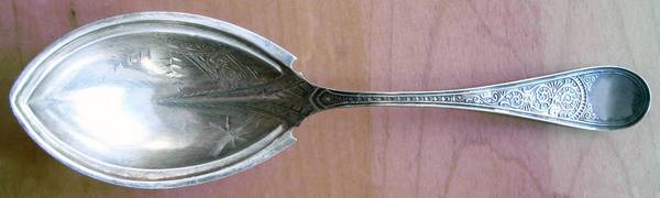 Coronet (Sterling, 1879) Bright Cut Preserve Spoon