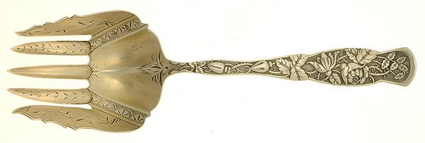 Rose (Sterling, 1881) Salad Serving Fork, Bright Cut Solid Piece