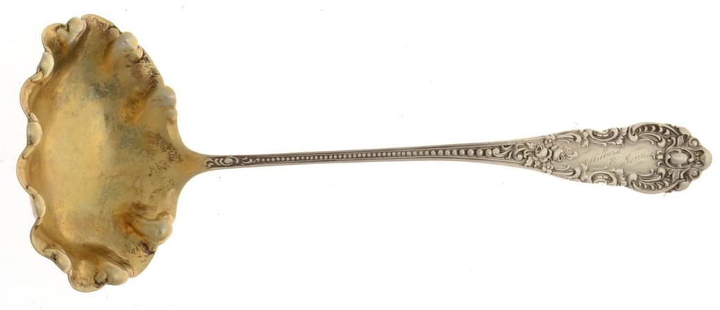 Apollo (Sterling) Monogramed Solid Piece Cream Ladle
