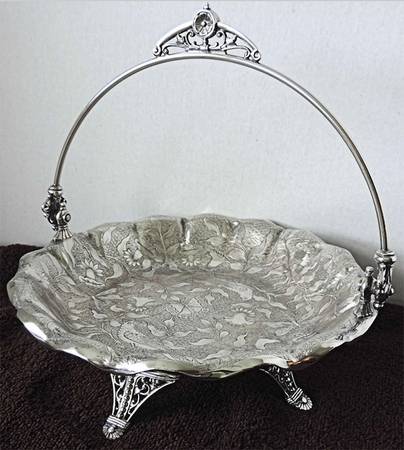 Silverplate Hollowware Footed Handled Cake Basket