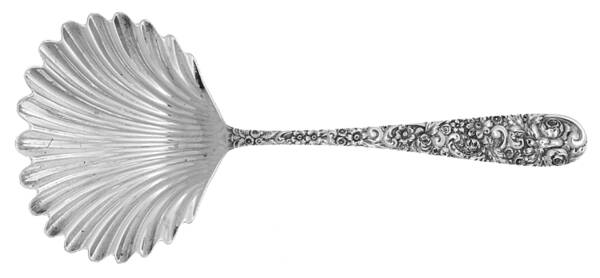 Repousse (Sterling, 1910) Solid Shell Fruit Serving Spoon