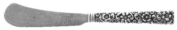 Repousse (Sterling, 1910) Flat Butter Spreader-Front and Back Design