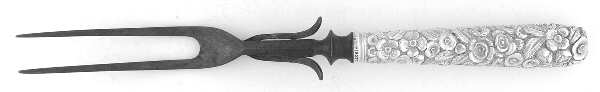 Repousse (Sterling, 1910) Large Stainless-Prong Roast Carving Fork