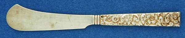 Repousse (Sterling, 1910) Flat Butter Spreader-Front and Back Design