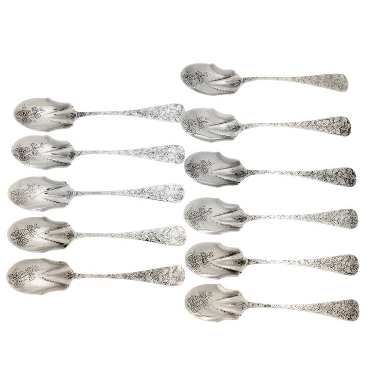 JSE1 (Sterling) Bright Cut Ice Cream Spoon - Set of 11