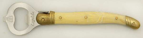 Laguiole Ivory (Gold Accent) Bottle Opener with Stainless Bowl