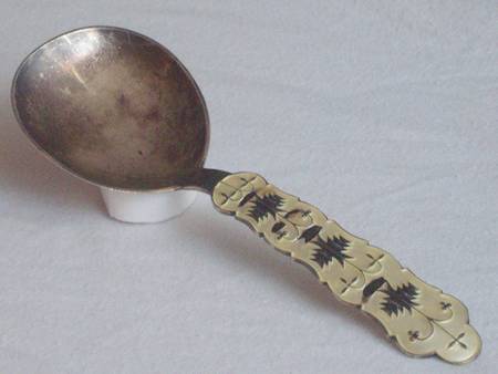 JTO1 (Sterling) Tea Caddy Spoon with Enamelled Handle