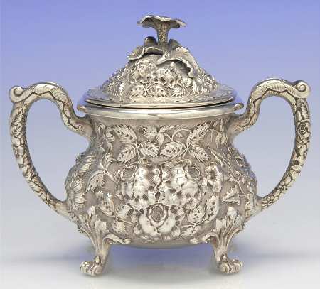 Repousse (Sterling, Hollowware) Sugar Bowl & Lid