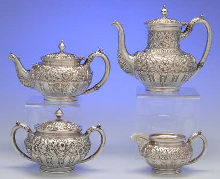 JEW21 (Sterling, Hollowware) 4 Piece Tea Set (SCP, STP, SCR, SSU)