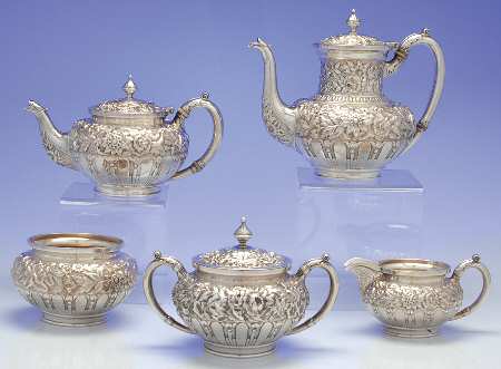JEW21 (Sterling, Hollowware) 5 Piece Tea Set (SCP, STP, SCR, SSU, SWB)