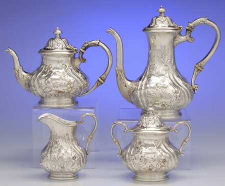 337 (Sterling, Hollowware) 4 Piece Tea Set (SCP, STP, SCR, SSU)