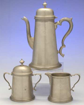 130 (Pewter, Hollowware) Coffee Set - 3 Piece with Coffee Pot