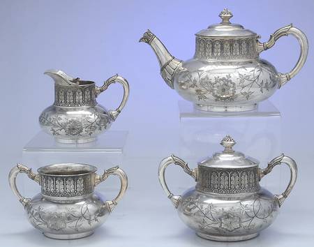 1948 (Silverplate, Hollowware) 4 Piece Tea Set  (TP, CR, SU, WB)