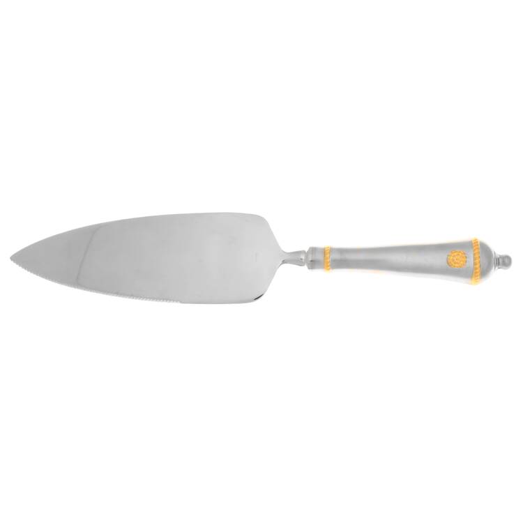 Berry and Thread-Gold Accent (Stainless) Pie Server with Serrated Stainless Blade HC