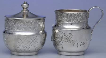 2217 (Silverplate, Hollowware) Mini Creamer & Sugar with Lid
