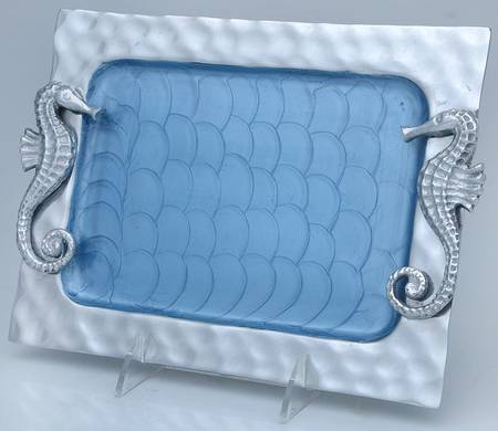 By the Sea-Azure (Aluminum, Hollowware) 10" Rectangular Tray with Handles