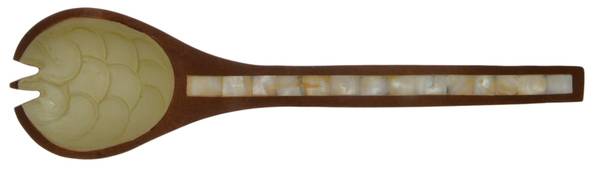 Classic-Kiwi (Aluminum, Hollowware) Salad Serving Fork with Wooden Prongs