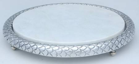 Florentine (Aluminum Hollowware) Cheese Tray with Marble Insert