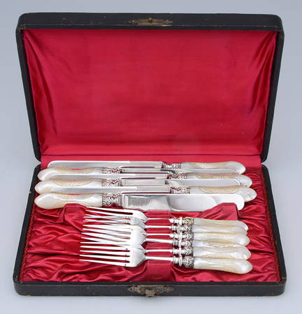 Pearl Handle 7 (Silverplate) (12pc) Dessert Set (6 DETKV & 6 DEFHHP)