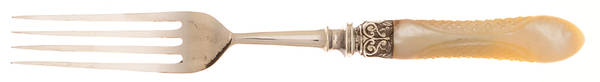 Pearl Handle 7 (Silverplate) Hollow Handle Dessert Fork, Plated Tines