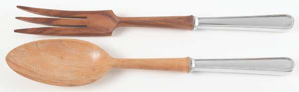 Calvert (Sterling, 1927, No Monograms) Wooden Bowl 2-Piece Salad Set