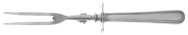 Calvert (Sterling, 1927, No Monograms) Lg Carving/Roast Fork-Stn Prong w/Sterling Guard
