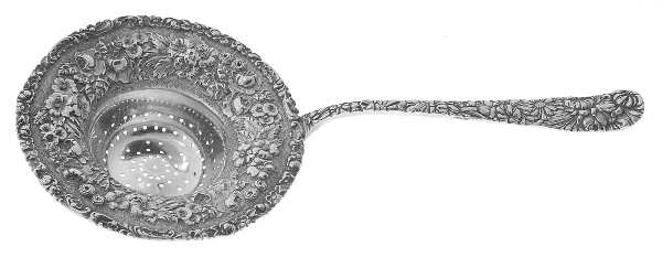Chrysanthemum (Sterling, 1904, No Monograms) Solid Individual Overcup Tea Strainer