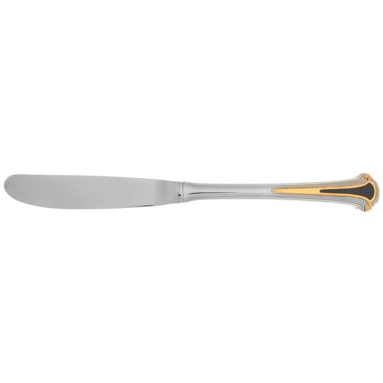 Cloisonne Royale (Stainless-Black-Gold) Modern Hollow Butter Spreader (Stainless) by Kirk Stieff