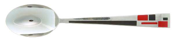 Composition Cloisonne-Red-Black Place/Oval Soup Spoon