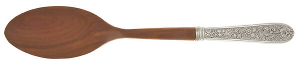 Corsage (Sterling, 1935, No Monogram) Salad Serving Spoon with Wooden Bowl HC