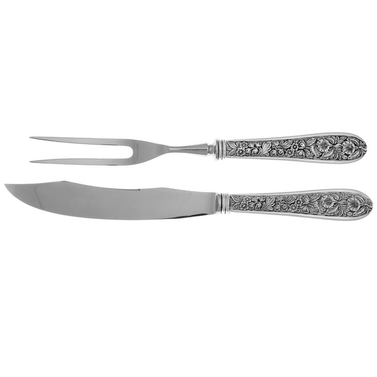 Corsage (Sterling, 1935, No Monogram) Stainless Blade, Game 2-Piece Carving Set